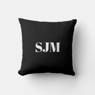 Minimalist black Custom monogram initials elegant Throw Pillow
