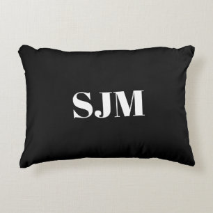 Minimalist black Custom monogram initials name Accent Pillow