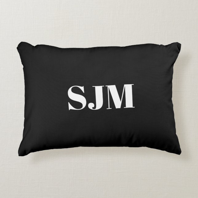 Minimalist black Custom monogram initials name Accent Pillow (Front)