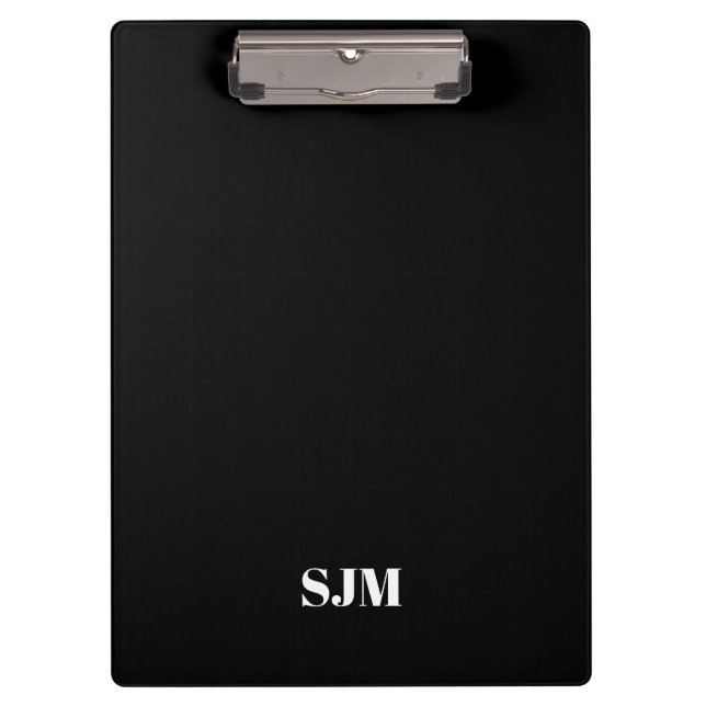 Minimalist black Custom monogram initials name Clipboard (Front)