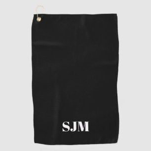 Minimalist black Custom monogram initials name Golf Towel