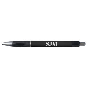 Minimalist black Custom monogram initials name Pen