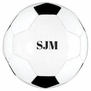 Minimalist black Custom monogram initials name Soccer Ball