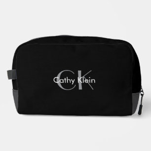 Minimalist Black Custom Name Dopp Kit