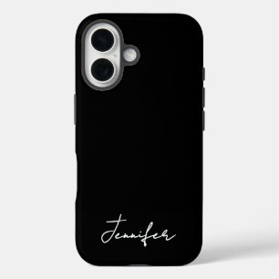 Minimalist Black Custom Name Signature Script  iPhone 16 Case
