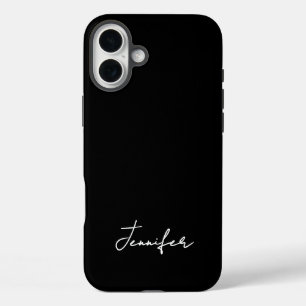 Minimalist Black Custom Name Signature Script  iPhone 16 Plus Case