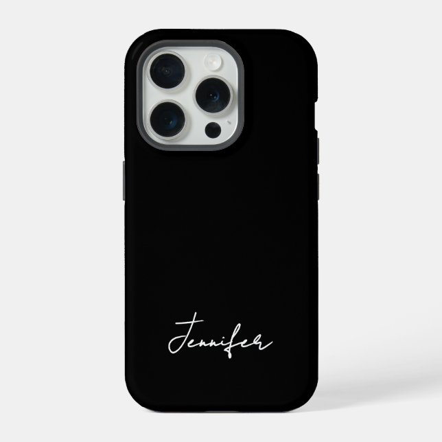 Minimalist Black Custom Name Signature Script  iPhone Case (Back)