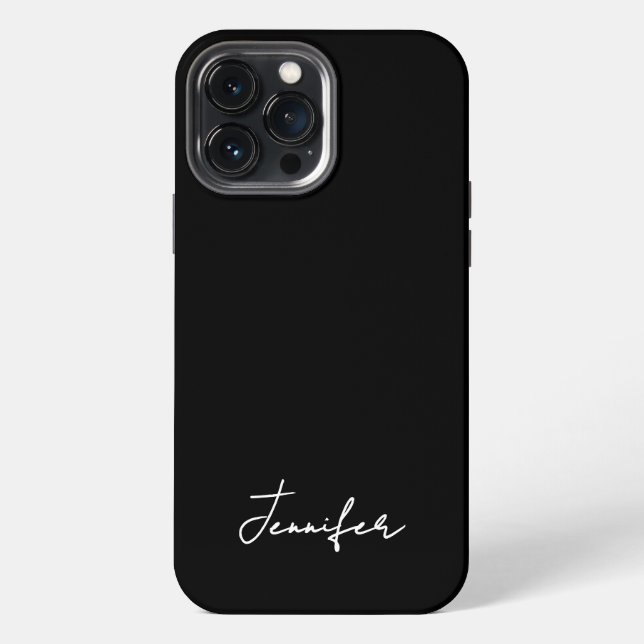 Minimalist Black Custom Name Signature Script  iPhone Case (Back)