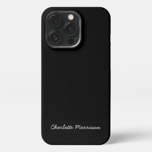Minimalist black custom script name monogram text  iPhone 13 pro case