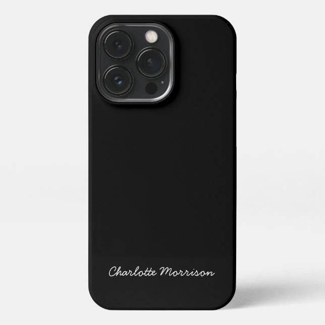 Minimalist black custom script name monogram text  iPhone case (Back)