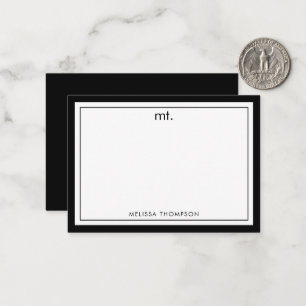 Minimalist Black Double Border Modern Monogram Card