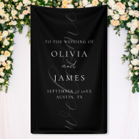 Minimalist Black Elegant Script Wedding Welcome