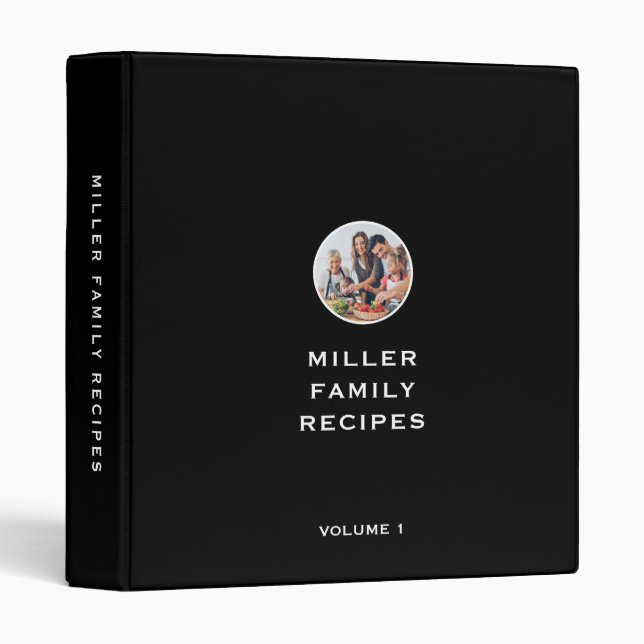 Minimalist Black Family Photo Recipe Binder (Front/Spine)