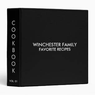 Minimalist black family recipes cookbook solid binder
