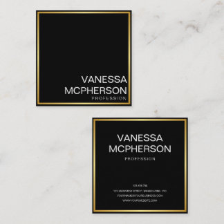 Minimalist Black & Faux Gold Square Square Business Card