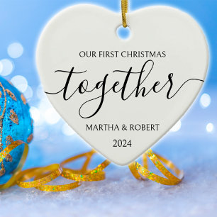 Minimalist Black First Christmas Together Ceramic Ornament