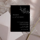 Minimalist Black Floral Line Art Wedding  Invitation<br><div class="desc">Modern & minimalist black and white wedding invitation featuring elegant calligraphy and line art flower drawing design.</div>