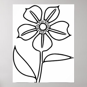 Minimalist black flower poster