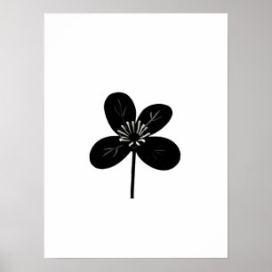 minimalist black flower poster