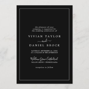 Minimalist Black Formal Wedding Invitation