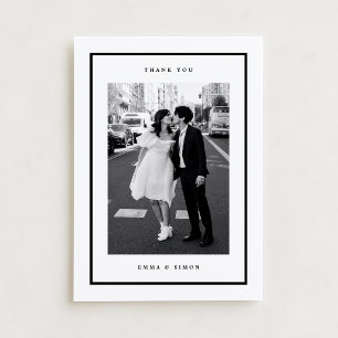 Minimalist Black Frame Photo Wedding Thank You  Card