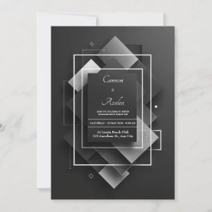 Minimalist Black Geometric Wedding Invitation