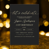 Minimalist Black Gold 21st Birthday