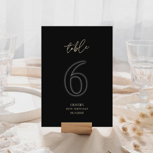 Minimalist Black Gold 30th Birthday Table Number 6