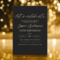 Minimalist Black Gold 50th Birthday