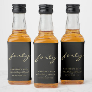 Minimalist Black & Gold Age Birthday  Liquor Bottle Label