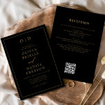 Minimalist Black Gold All in One QR Code Wedding Invitation<br><div class="desc">Introducing our Minimalist Modern Calligraphy Wedding Invitation, the epitome of timeless elegance and sophistication. This invitation combines the beauty of minimalist design with the artistry of modern calligraphy to create a striking and refined piece. With its clean lines and monochromatic palette, it exudes simplicity and style, making it a versatile...</div>