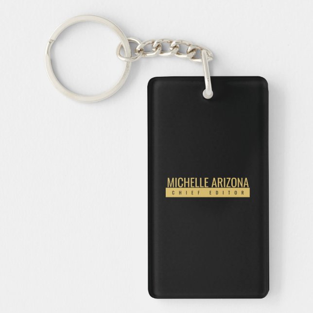 Minimalist Black & Gold Color Professional Modern  Keychain (Front)