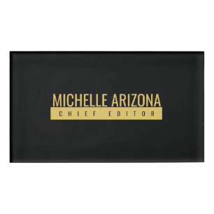 Minimalist Black & Gold Color Professional Modern  Name Tag