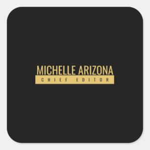Minimalist Black & Gold Color Professional Modern  Square Sticker