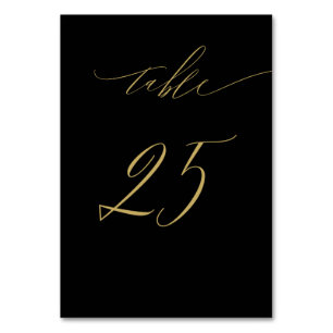 Minimalist Black Gold Elegant Script 25 Wedding Table Number