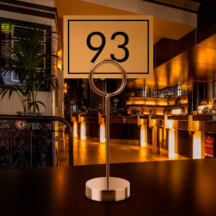 Minimalist Black Gold Foil Lettering Restaurant Table Number