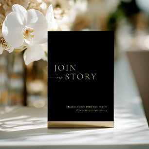 Minimalist Black & Gold Hashtag Sign 