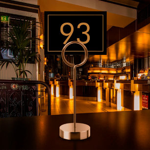 Minimalist Black Gold Text Restaurant Table Number