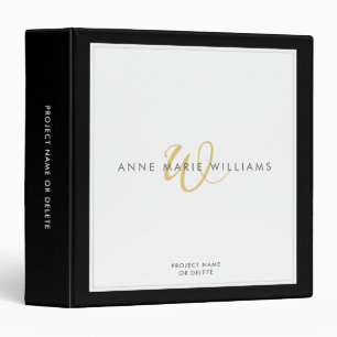 Minimalist Black Gold Two Border Monogram Binder