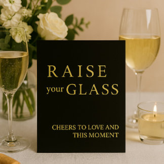 Minimalist Black & Gold Wedding Bar Sign Foil Foil Holiday Card