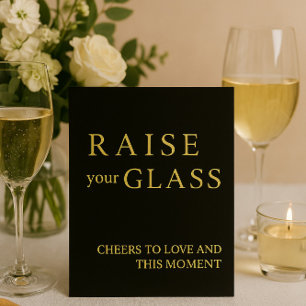 Minimalist Black & Gold Wedding Bar Sign Foil Holiday Card