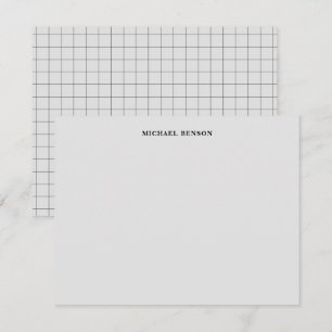 Minimalist Black Gray Grid Monogram Professional Card