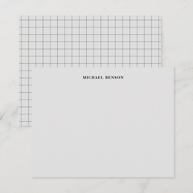 Minimalist Black Gray Grid Monogram Professional Card (Front/Back)