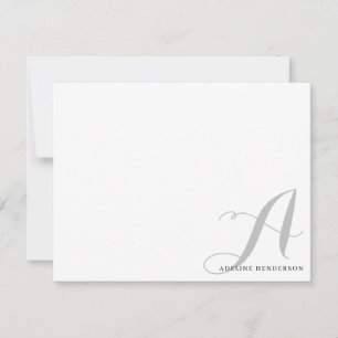 Minimalist Black Grey Initial Monogrammed Script Card