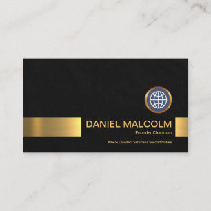 Minimalist Black Grunge Gold Stripe Founder CEO Business Card