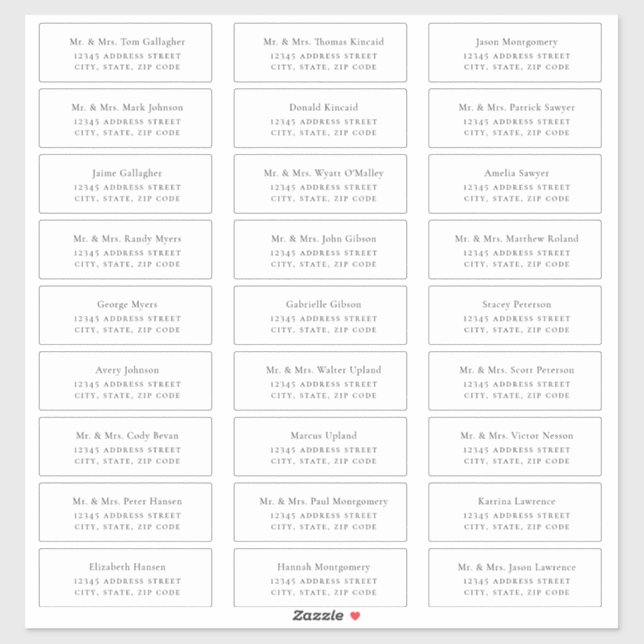 Minimalist Black Guest Address Labels (Sheet)