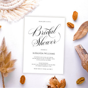 Minimalist Black Handwritten Script Bridal Shower Invitation