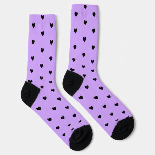 Minimalist Black Heart Pattern on Lavender Backgro Socks