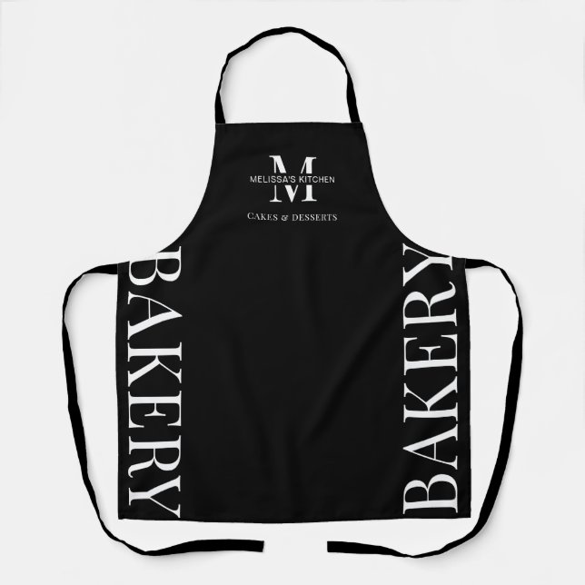 Minimalist Black Initials Logo Catering Baker Chef Apron (Front)