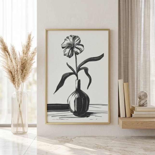 Minimalist Black Ink Flower Poster (Creator Uploaded)